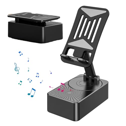 Bluet0oth Support de haut-parleur mobile – Support de téléphone audio, station d'accueil pour haut-parleur | Rotation à 360 degrés pour téléphone avec son surround 9D, support de téléphone 3 inn 1