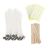 JEAWIWI Candle Wick 6 in 100 Pcs with 100 Pcs Wick Stickers...