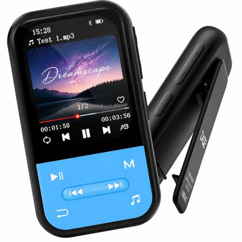 Image of 128GB MP3 Player, Bluetooth 5.3 Music Player with Clip, HiFi Sound Digital Music, Built-in HD Speaker, FM Radio, Voice Recorder, Earphones Included, MP3 Player for Kids