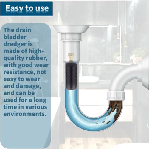 Drain Bladder Unclogger fits 1.5to3 Pipes.& 3/4 Garden Hose Shut Off Valve,Drain Cleaning Bladder Unclogs Clogs in Kitchen Sinks, Bathtubs and Swimming Pool Pipes Through High-Pressure Water Flow