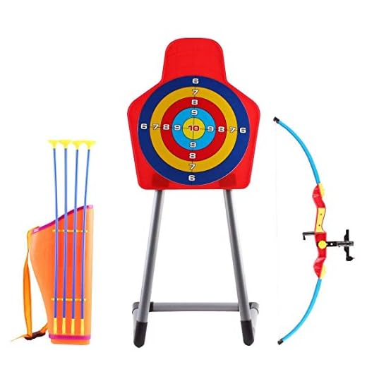 deAO Juego de Tiro al Blanco con Puntero Laser Incorporado Conjunto Infantil de Arco Curvo con Infrarrojo, Flechas, Diana con Soporte y Funda de Arco