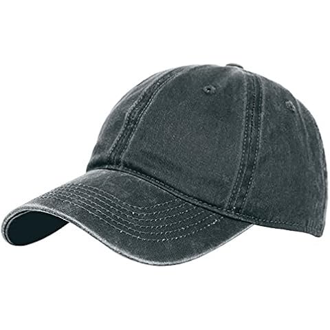 Glamorstar Classic Unisex Baseball Cap Adjustable Washed Dyed Cotton Ball Hat, Black, One Size Cover
