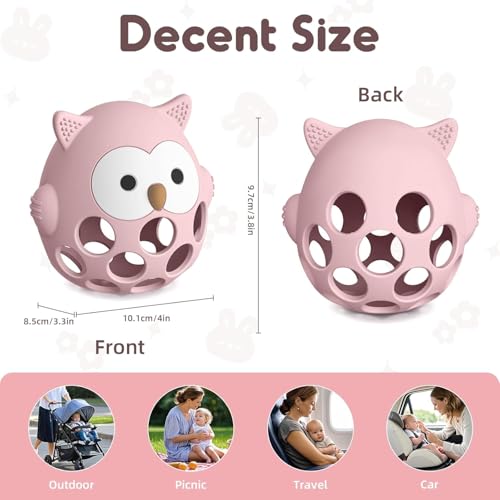 Image of Baby Teething Chick Toy, Upgraded Easy Grasp Silicone Teething Rattle Ball Toy for Babies Over 3 Months, 100% Food Grade, Gift for Infant Boys and Girls 0-6-12 Months (Pink.)