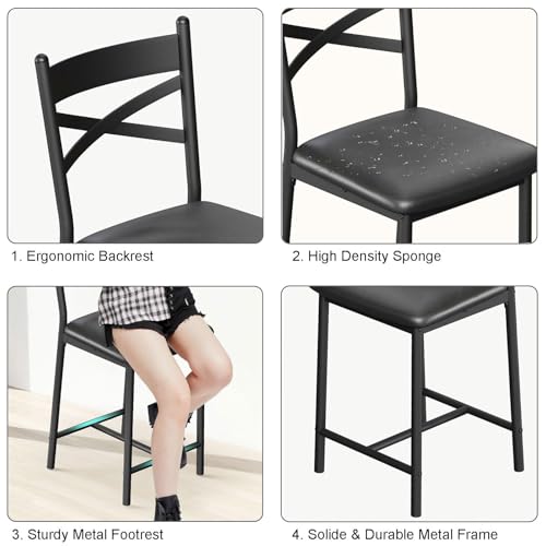 Butacos GarveeHome de 26 pulgadas, juego de 6 unidades, con respaldo, soportan hasta 300 libras | Butacos negros con asiento acolchado y cojín grueso tapizado, sillas para isla de cocina, bar o comedor miniatura 5