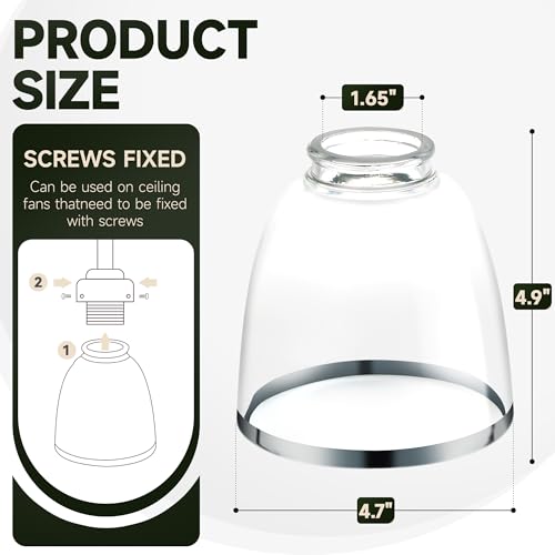 Image of Clear Glass Bell Shade with Silver Trim - 1.65 inch Fitter Opening - Replacement for Chandeliers, Wall Sconces, Vanity & Ceiling Lights - Classic Home Lighting Decor, 4 Pack