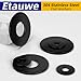 Etauwe 100-Piece #12 304 Stainless Steel Flat Washers - Black Finish Screws Washers and Repair Washers for Industrial, Automotive and Home Use