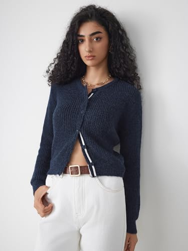 CIDER Wool-Blend Knit Round Neckline Button Cardigan2