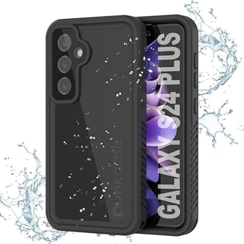 Punkcase for Galaxy S24+ Plus Waterproof Case [StudStar Series] [Slim Fit] [IP68 Certified] [Shockresistant] [Dirtproof] [Snowproof] Armor Cover for Galaxy S24+ Plus 5G (6.7") (2024) [Black] Cover