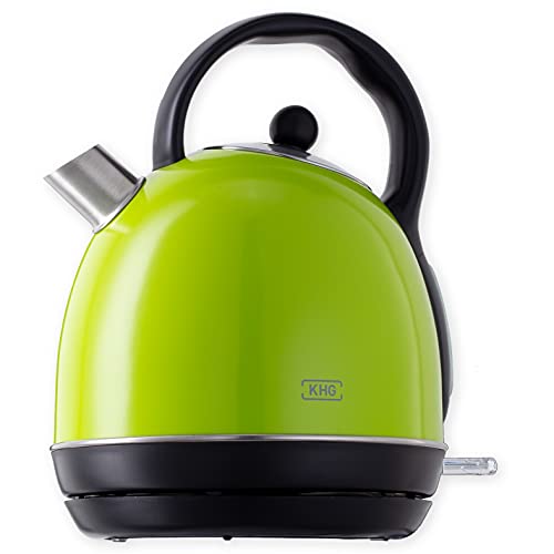 KHG WK-1711 (L) Wasserkocher Retro 1,7 Liter | Kessel-Wasserkocher in Grün | 360° Sockel | Kalkfilter…