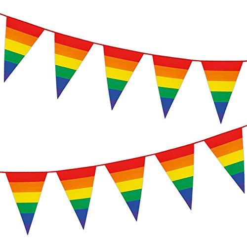 Gay Pride Flag Rainbow Colored String Pennant Flags LGBT Banner 33ft Party Decoration (M1006)