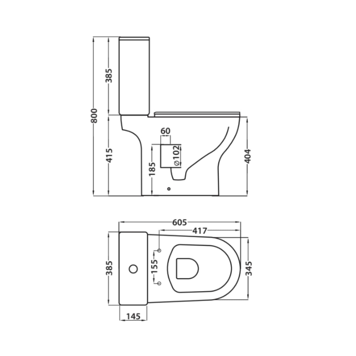 Wc Inodoro Completo Redondo con Sistema Rimless | Wc Completo Fondo reducido con Salida Dual y Asiento Amortiguado
