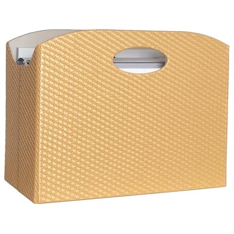 BLU MONACO Gold Magazine Basket, Gold Magazine Holder, Gold Magazine Rack, Magazine Holder Floor, and Magazine Holder Bathroom Storage Décor Stylish Book Basket and Magazine Organizer - Narrow Basket Cover