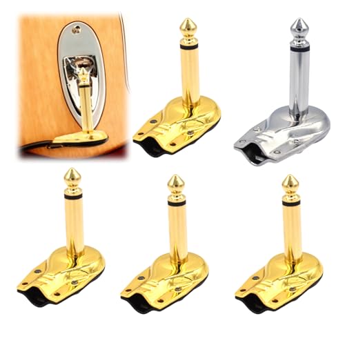 5 Pack de conectores de audio mono de 6.35mm en ángulo recto miniatura 1