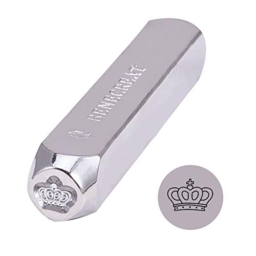 Benecreat 6Mm 1/4" Crown Metal Design Stamps Punch Stamping Tool - Electroplated Hard Carbon Steel Tools To Stamp/Punch Metal, Jewelry, Leather, Wood #TOP24