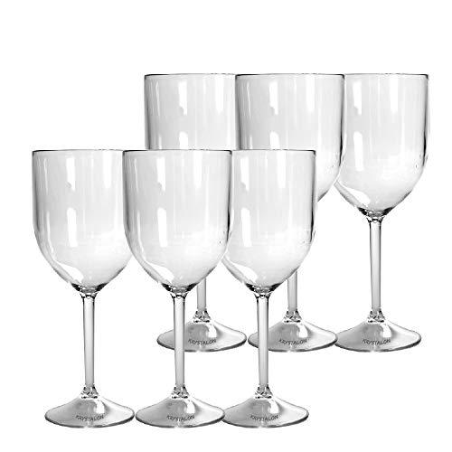 Kit 6 Taças Vinho Transparentes Acrílico Poliestireno