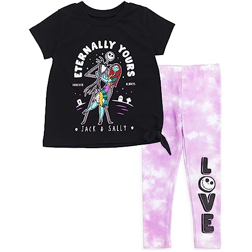 Disney Nightmare Before Christmas Little Girls Tie Knot T-Shirt Legging Set 6-6X #TOP16