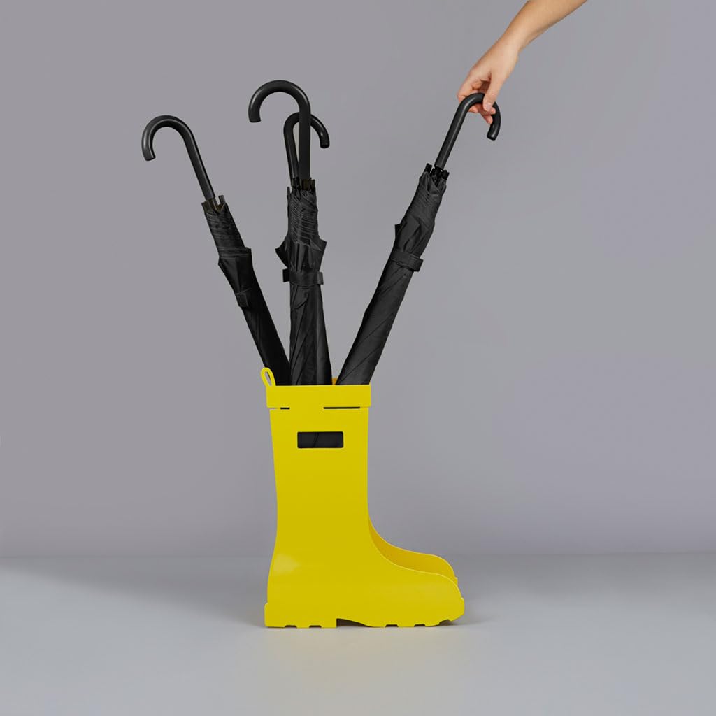 Balvi Porta ombrelli Rain Boots Colore Giallo Facile circolazione dell'Aria e con vaschetta per la ra