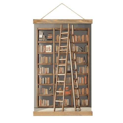 Póster de estantes de libros FekiLoot para decorar tu salón u oficina con estilo vintage