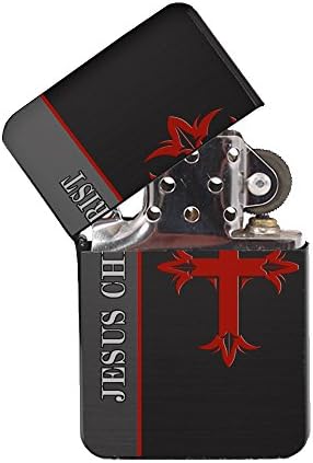 Jesus Christ - Black Lighter Windproof Flip-Top Refillable with tin Gift Box image 2