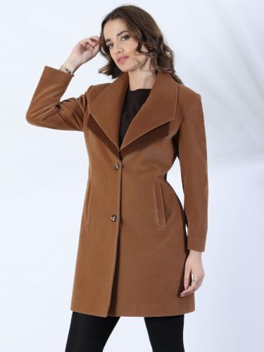 Image of PLAGG Women's Notched Lapel Long Overcoat