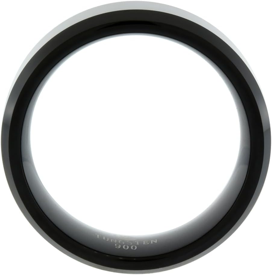 Sabrina Silver Tungsten Carbide 8 mm Flat Wedding Band Ring Blackened Satin Finish Beveled Edges sizes 7 to 14 - Image 2