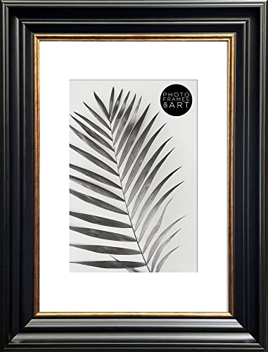 pf+a REAL GLASS Vintage Frame For A5 Photo - Black & Copper Gold frame A4 For A5 With Mount / A5 Picture Frame With Mount