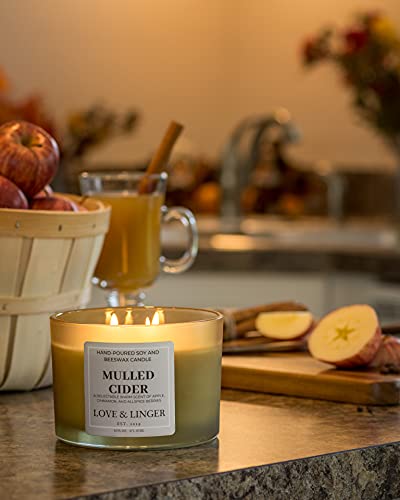 Mulled Cider Candle | Fall Candles | Luxury Soy & Beeswax Candles For Home | 16 Oz. Large Jar 3 Wick Candle | Apple Cider Candle | Thanksgiving Candle | Autumn Candles #TOP6