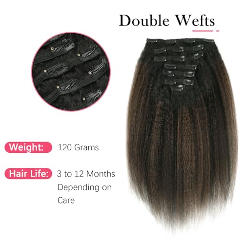 Extensions kinky straight clips tête complète volume 14 pouces