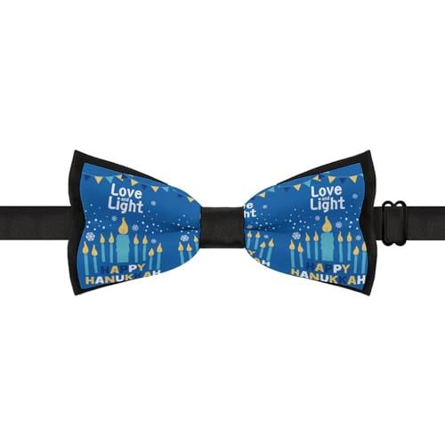 GoasNei Happy Hanukkah Jewish Chanukah Holiday Bow Tie for Men Adjustable Necktie Funny Tie Neck Ties for Weddings Party