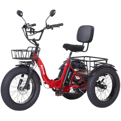 NARRAK Electric Tricycle for Adults, 750W(Peak 1350W), 48V13Ah Ebike, 20"x4.0" Aluminum Folding Fat Tire 3 Wheel Electric Trike, Max 20MPH Hydraulic Brake, Rear Motor Differential