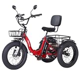 NARRAK Electric Tricycle for Adults,Fat Tire Folding Electric Trike,3 Wheels Electric Bicycle Bikes...