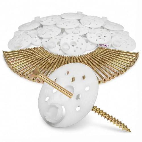 100 Rondelles d'isolation D.60 mm + Vis à bois Torx double filetage - Longueur 120 mm