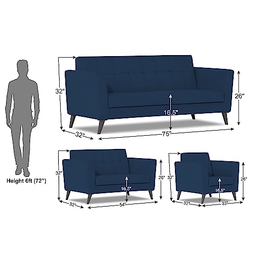 Image of Adorn India Dannis 3+2+1 6 Seater Sofa Set (Blue) (3 Year Warranty)