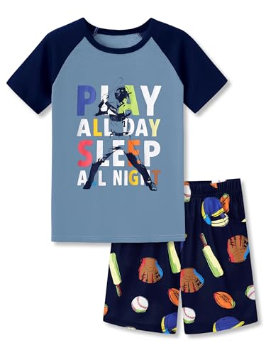 Tebbis Boys Baseball Pajamas 2-Piece Sleepwear Set