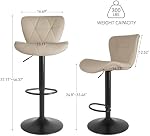 Nalupatio Tabourets à barres modernes 2, Tabourets de comptoir rembourrés en cuir faux réglables, Chaises-bar pivotantes faciles à nettoyer, Barstoils avec dos pour l'île de la cuisine, Khaki