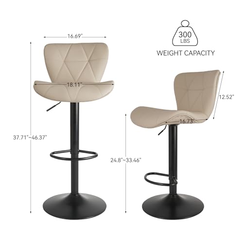 Nalupatio Modern Bar Stool Set Of 2, Adjustable Faux Leather Upholstered Swivel Counter Stools, Counter Barstools With Back For Kitchen Island thumb #1