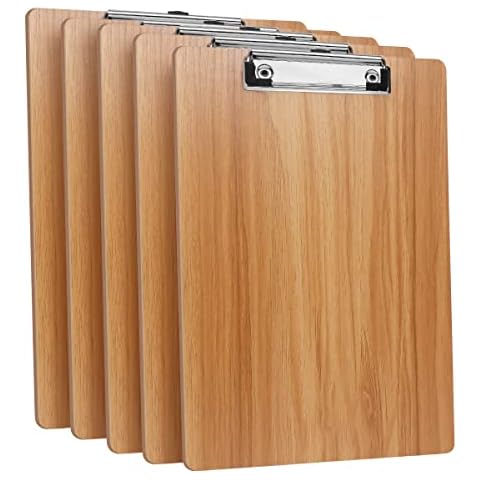 DONGLI 5 Pack A4 Clipboard,Clipboard Holders with Low Profile Clip and Hanging Hole,Hardboard Clipboard Wooden Clip Board for Office, Business,Restaurant Cover