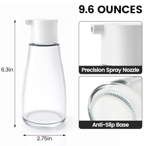 HGEKLIZV Glass Soy Sauce Dispenser Bottle, 10 oz Leak-Proof Oil & Vinegar Cruet, Multi-Purpose Clear Glass Container with Spout for Olive Oil, BBQ Sauce, Kitchen Cooking and Table Use