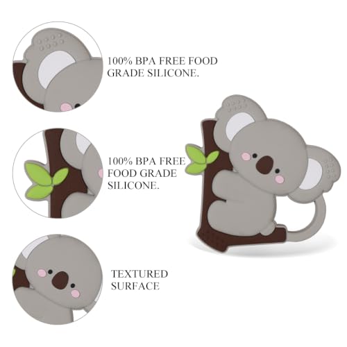 Image of Baby Koala Silicone Teether Toy with Pacifier Clip,BPA Free,0 Months+