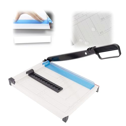 Cortador de papel de guillotina A4, Guillotina Papel a4(Corta 15 Hojas, A4/B5/A5/B6/B7), Guillotina De Papel Profesional, con Protector de Seguridad,Para Hojas De Metal, Cuero, Fotos