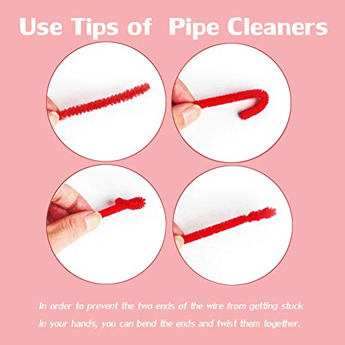 Image of 100 Pieces Pipe Cleaners Chenille Stem, Solid Color Pipe Cleaners Set for Pipe Cleaners DIY Arts Crafts Decorations, Chenille Stems Pipe Cleaners (Red)