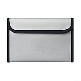 Feuerfeste Tasche zur Aufbewahrung von Rechtsdokumenten, Zertifikaten, Reisedokumenten und Finanzpapieren mit doppelter thermischer Abschirmung (Silber)