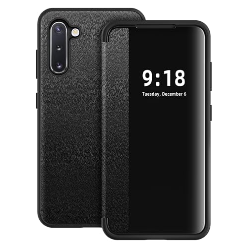 Coque Samsung Note 10 rabat S View translucide noir protection 360