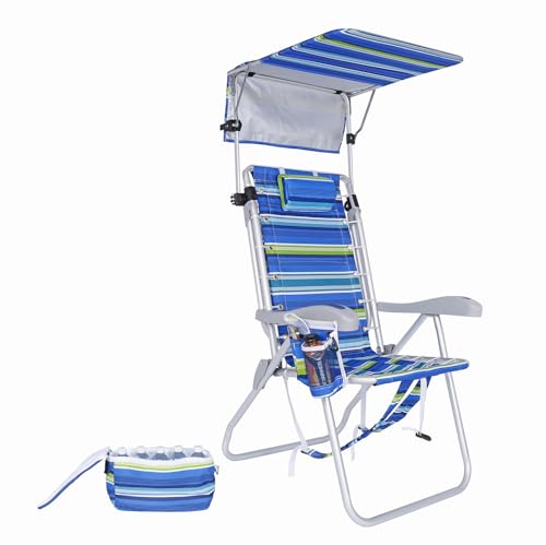 Heavy Duty Aluminum Beach Chair with Cooler & Canopy