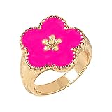 Nouvelle bague de fleurs colorées exagérées simples accessoires de réduction de l'âge mignon bague douce cadeau de la saint-valentin Bague Porte-clés Bijoux