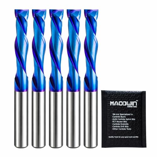 5Pcs Compression End Mill 1/4“ Shank Solid Carbide CNC Woodworking