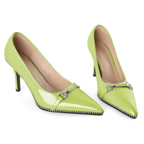Image of Women's High Heel Pumps Stiletto Heel Pumps for Women Pointed Toe Heels Elegant Classic 3.5 Inch Beaded Pumps