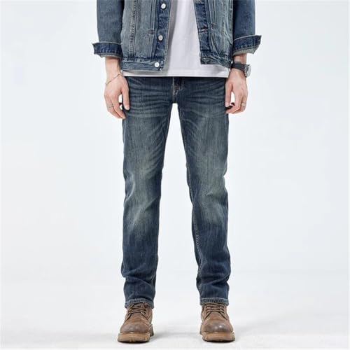 Men's Vintage Distressed Washed Jeans Classic Loose Straight Jeans4