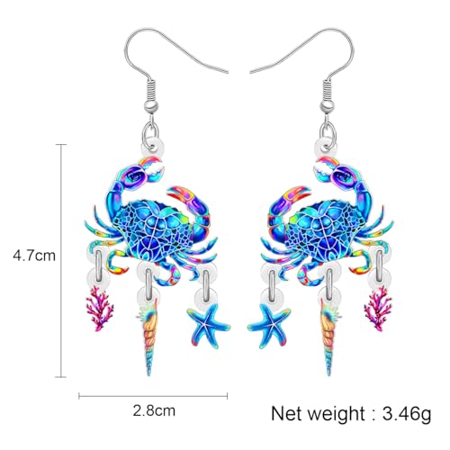 Boucles d'oreilles crabe légères en acrylique pour éviter les douleurs