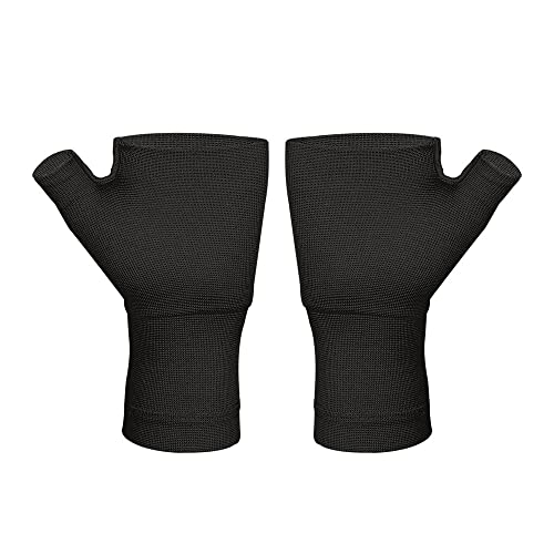 TOFBS Thumb Compression Arthritis Gloves,Breathable Wrist Support Brace with Gel Thumb Injury Pads,Comfortable Carpal Tunnel for Hand Wrist for Sports Relieve Sprain Pain for Man and Woman (Black L)